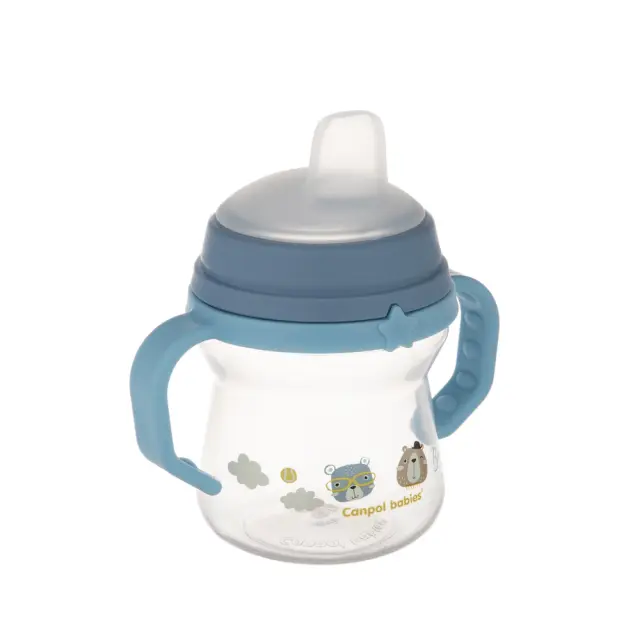 Κύπελλο με Στόμιο Σιλικόνης 150ml FirstCup Bonjour Canpol Blue 56/612 2