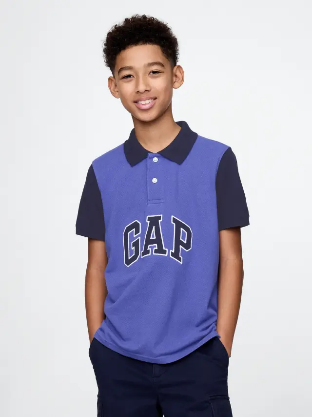 Μπλε Gap Logo Colorblock Πικέ Πόλο Πουκάμισο dazzling blue 183949tc
