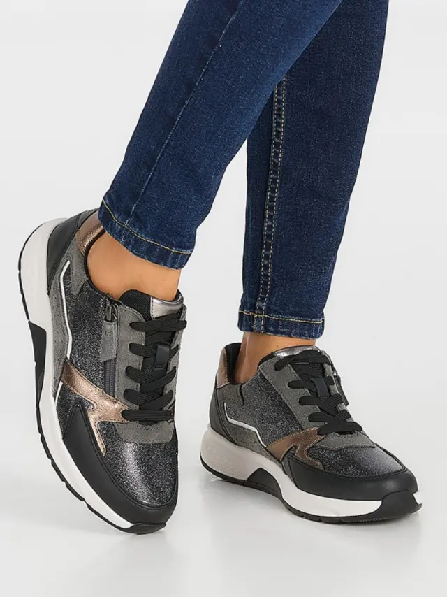Gabor Sneakers Γυναικείο δέρμα/δέρμα Nubuck Ασημί GAB/76878 89-ANTHRAZIT 2