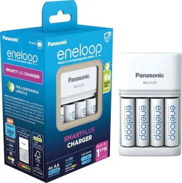 Panasonic Eneloop Smartplus BQ-CC55 φορτιστής 4 μπαταριών 2000mAh