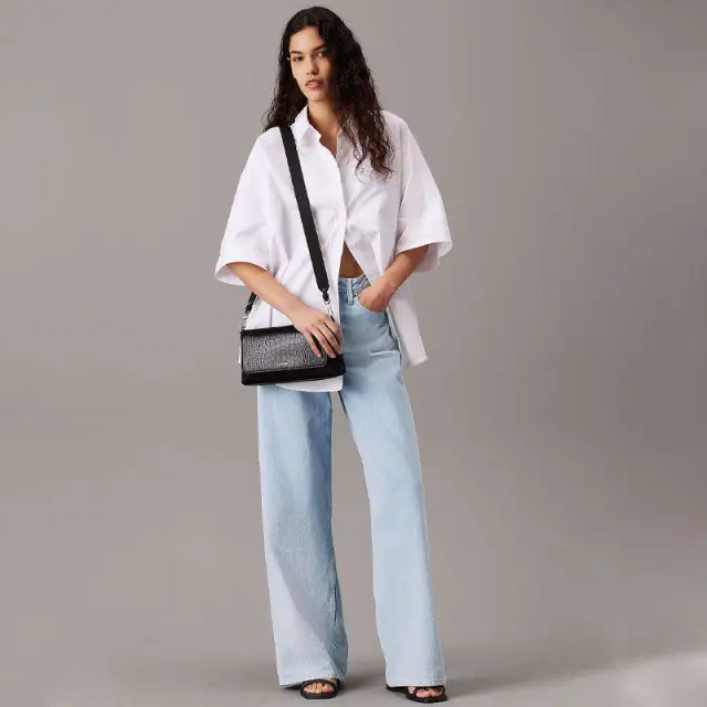 Calvin Klein - Γυναικεία Τσάντα Ck Must Shoulder Bag Croco K60K612111-BEH Μαύρο 2