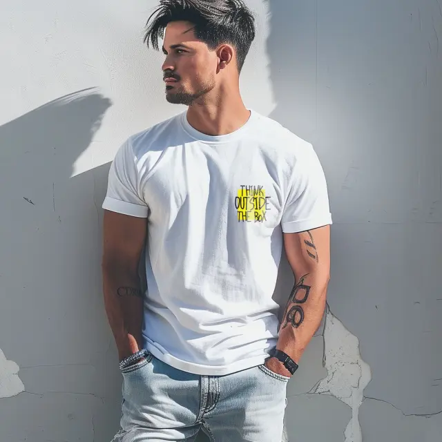T-shirt Noshame® Λευκό με τύπωμα Think outside the box - 3025195 - XXL