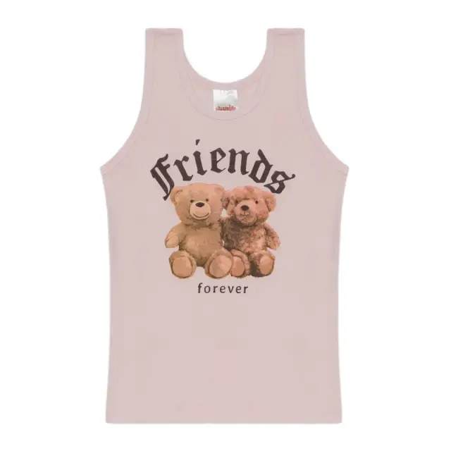 Minerva Παιδικό Φανελάκι Κορίτσι Τιράντα Teddy Bears Friends Forever, Χρώμα Ροζ