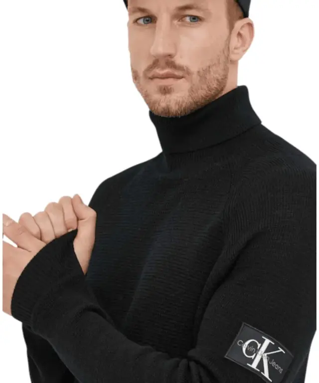 Calvin Klein - Ανδρικό Πουλόβερ Ζιβάγκο Regular Fit J30J325093-BEH Μαύρο 3