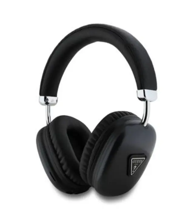 Guess Saffiano PU Leather Triangle Logo Wireless Headphone Black