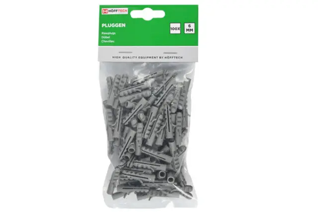 Wallplugs 6 mm nylon 100 pieces