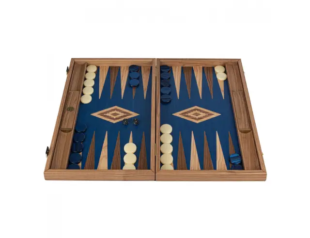 Σετ Χειροποίητο Τάβλι Premium Walnut with Blue Oak Manopoulos από Ξύλο με διαστάσεις 48x30cmBKO1