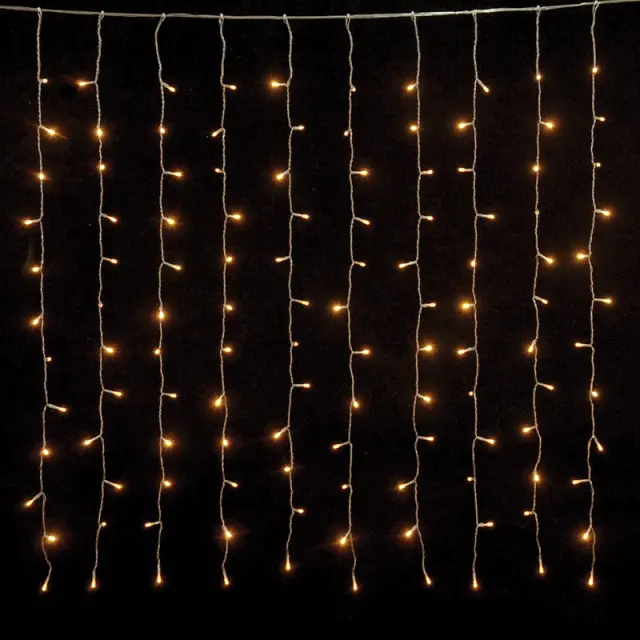 360 LED Κουρτίνα Με Επέκταση Διάφανο Καλώδιο Θερμό Λευκό IP44 31V