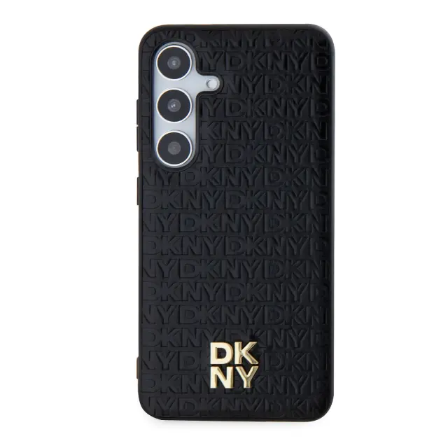 DKNY PU Leather Repeat Pattern Stack Logo Magsafe Case for Samsung Galaxy S24 Black 2