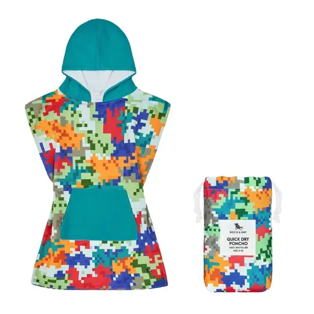 Dock & Bay: Παιδικό πόντσο Quickdry Camo Cubes Microfiber (Μικροϊνες) 3-5 ετών (66 x 49 εκ.) 624024
