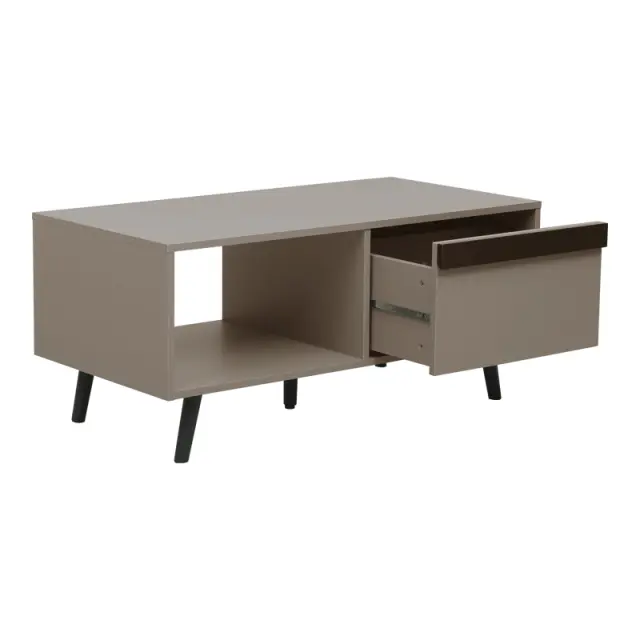 Τραπέζι σαλονιού Nectra pakoworld taupe με μαύρο 100x50x45εκ 2