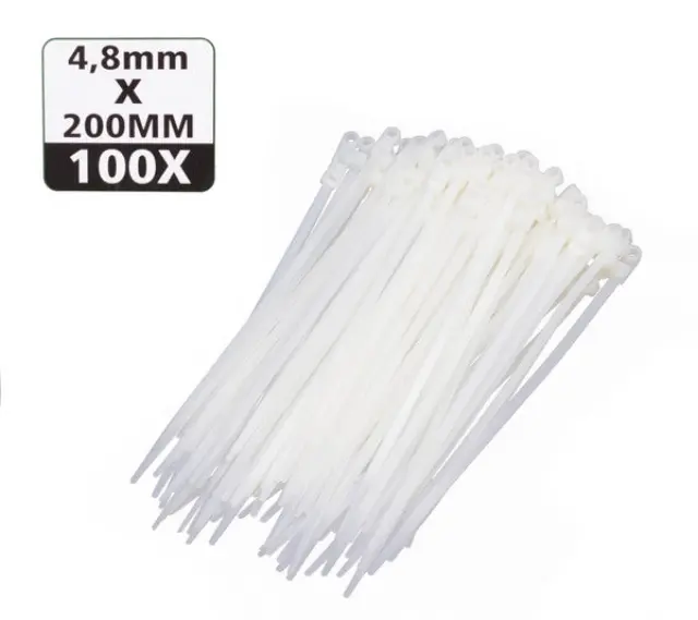 Screw-mount cable ties 4.8 x 200 mm 100 pieces whi