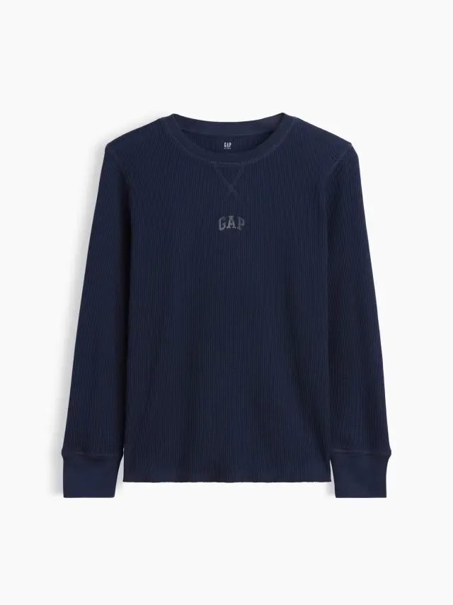 Παιδική Μπλούζα με Gap Mini-Logo σε Βάφλα Πλέξη blue