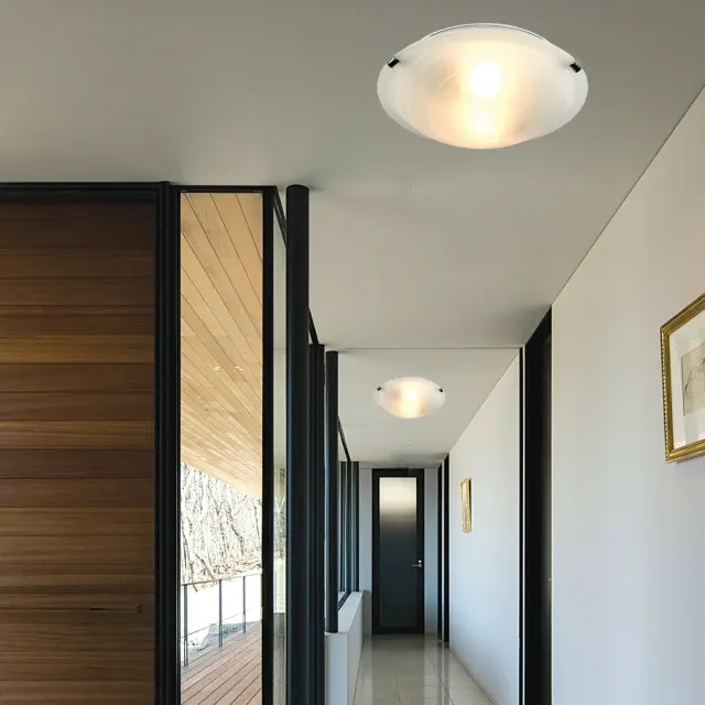 InLight Πλαφονιέρα οροφής από χρώμιο μέταλλο και λευκό γυαλί 1XE27 D:30cm (42154-Β) 2