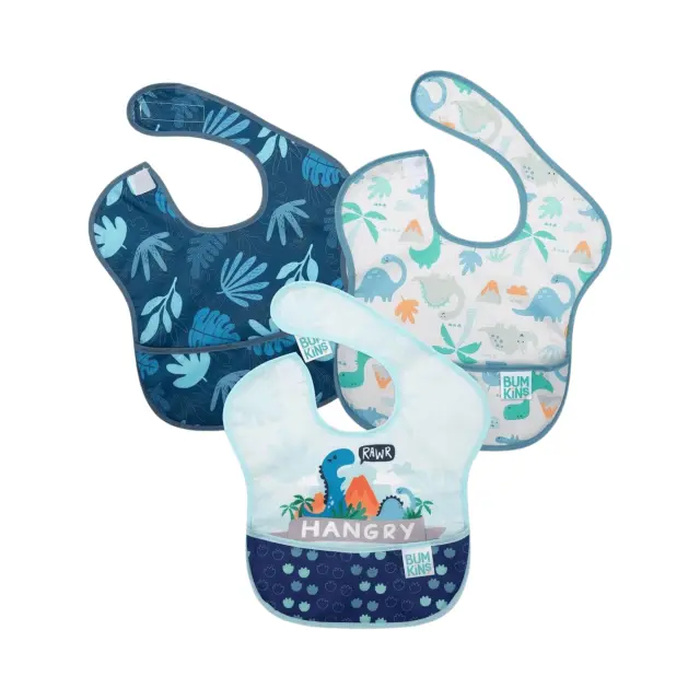 Bumkins Waterproof SuperBib Boy 6-24 months Αδιάβροχη Σαλιάρα Δεινόσαυρος για Αγόρι 6-24 Μηνών 3 Τεμάχια
