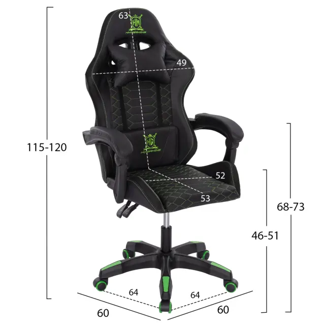 ΠΟΛΥΘΡΟΝΑ GAMING FB91204 ΜΑΥΡΟ-ΠΡΑΣΙΝΟ PVC & NYLON 60x60x120Υεκ. 2