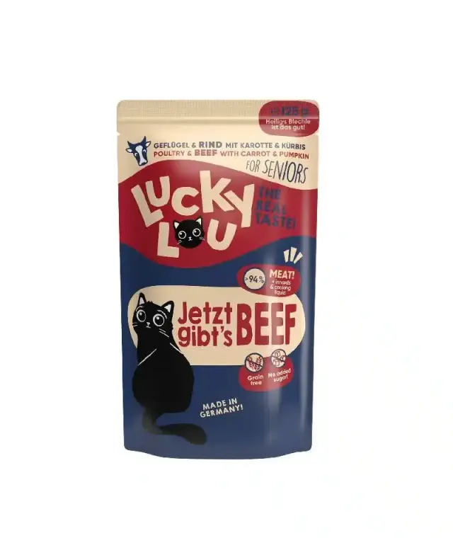 Lucky Lou LifeStage Senior Πουλερικά & Βοδινό (με Καρότο & Κολοκύθα) 125gr