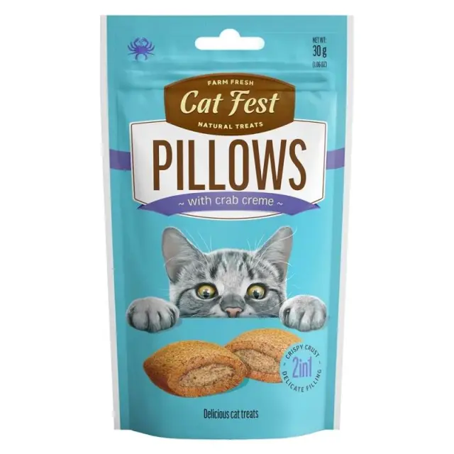 Cat Fest Crunchy Pillow Snack Γάτας Με Γέμιση Κρέμα Καβουριού 30gr Μονόχρωμο