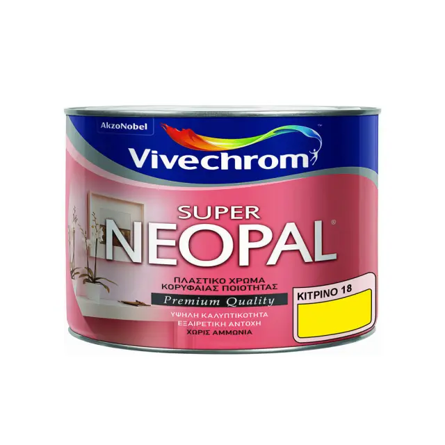 Πλαστικό Χρώμα για Εσωτερική Χρήση 375ml Vivechrom Super Neopal Νο18 Κίτρινο