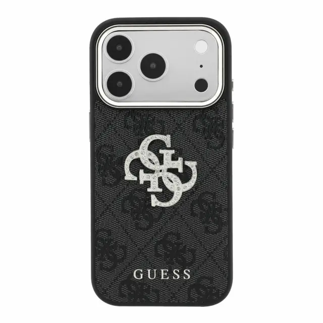 Guess PU 4G Strass Metal Logo Case for iPhone 18 Pro Black 3