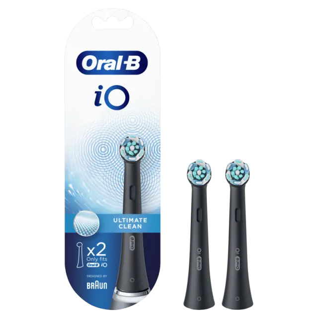 Oral-B iO Ultimate Clean Black Ανταλλακτικές Κεφαλές Ηλεκτρικής Οδοντόβουρτσας για Αποτελεσματικό Καθαρισμό, Μαύρο Χρώμα, 2τεμ