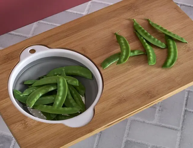 Ξύλινη επιφάνεια κοπής Cook Concept με σουρωτήρι, από Ξύλο Bamboo, 49.5x28x1.5cm KD3337 3