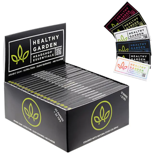 Healthy Garden Χαρτάκια - Black & White - King Size Slim με Μαύρες Τζιβάνες 32φ. 3