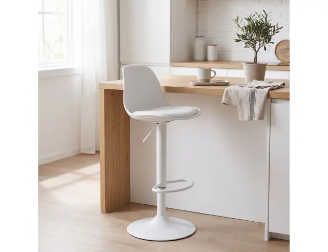 Σκαμπό μπαρ Isak Home Deco Factory με ρυθμιζόμενο ύψος και διαστάσεις 41.5x38x83cm/104cm - White HD6216