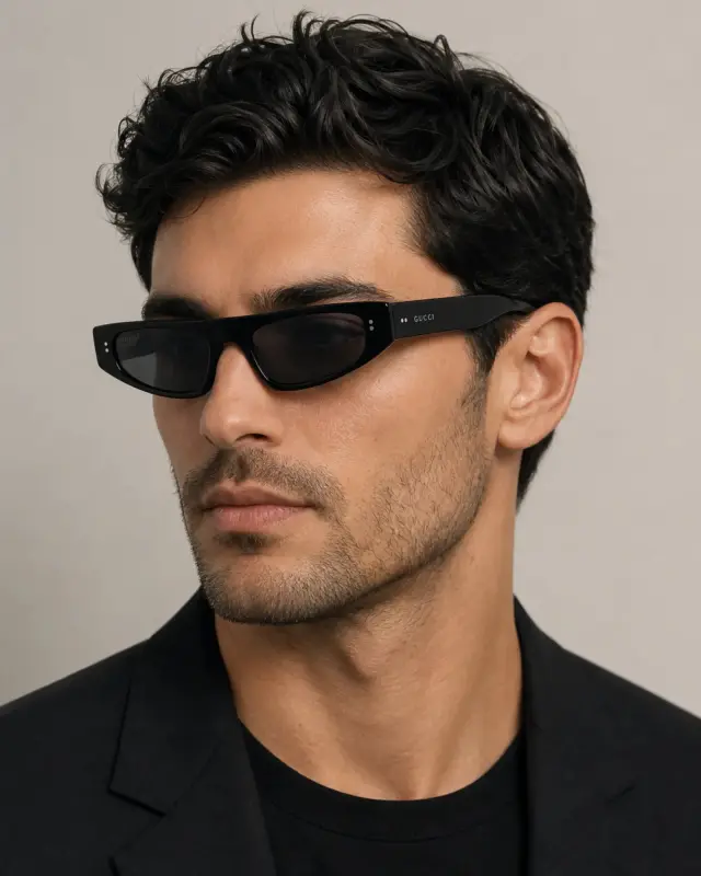 Gucci GG1634S 003 Slim Rectangular Γυαλιά Ηλίου με Μαύρο Acetate Σκελετό - 51-18-140 3