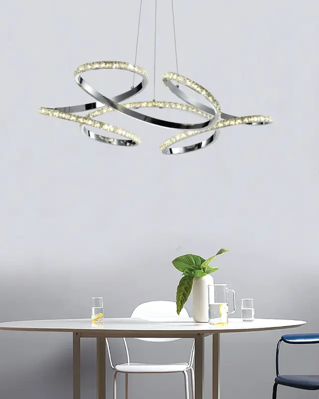 InLight Κρεμαστό φωτιστικό LED 85W 4000K από χρώμιο αλουμίνιο και κρύσταλλα D:60cm (6181-Χρώμιο) 2