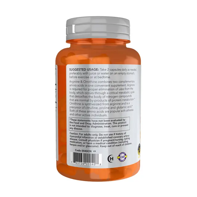 Now Foods L-Arginine & Ornithine 500/250mg 100 Κάψουλες 3