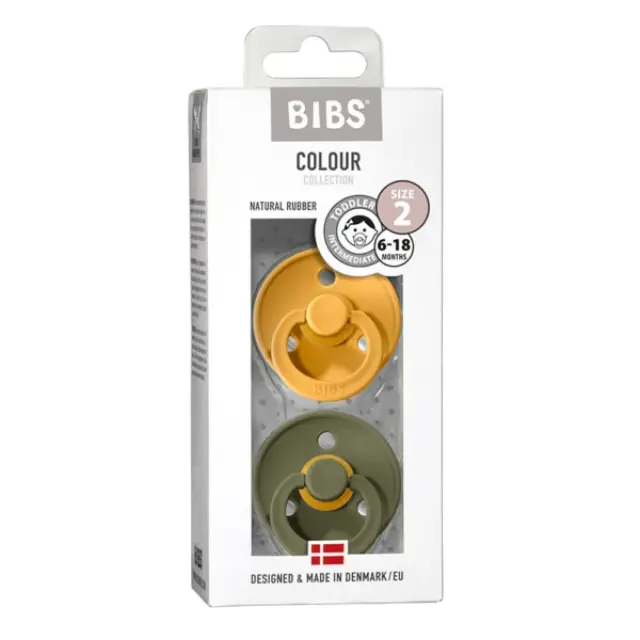 Bibs Πιπίλες Καουτσούκ Νο. 2 (6-18 μηνών) Colour Honey Bee / Olive 2τμχ
