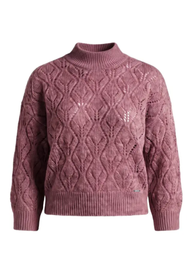 Funky Buddha γυναικείο relaxed fit πλεκτό πουλόβερ με διάτρητη πλέξη FBL014-124-09-1