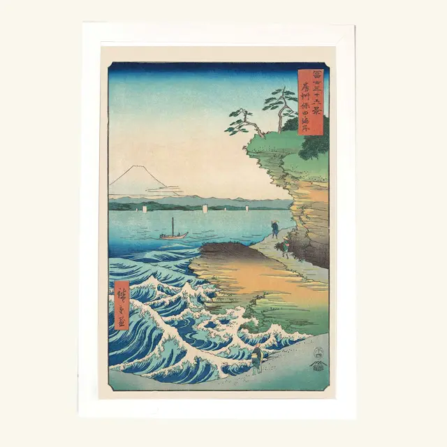 Αφίσα Hiroshige Seashore at Hoda 61x91,5εκ Κορνίζα Ξύλινη Χρώμα Λευκό Με Ακρυλικό Τζάμι Άθραυστο K1041-3