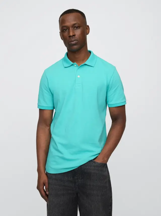 Πράσινη Πικέ Polo Μπλούζα water garden green - M