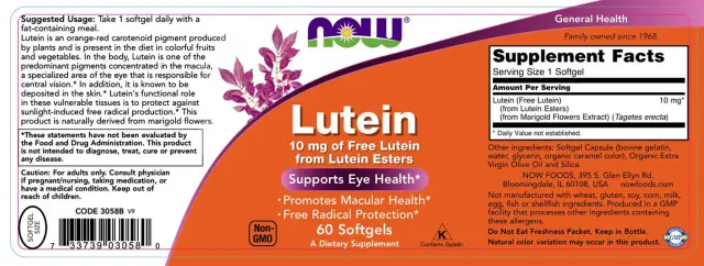 Now Foods Lutein 10MG From Esters 60 Softgels 2