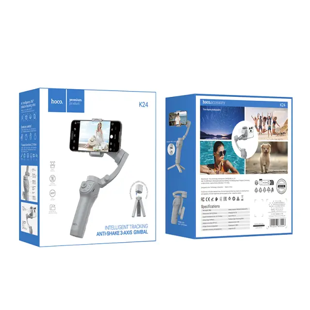 Gimbal Hoco K24 για Συσκευές 4.5"- 7" 3600mAh V5.2 με Σταθεροποιητή 3 Αξόνων Γκρι 2