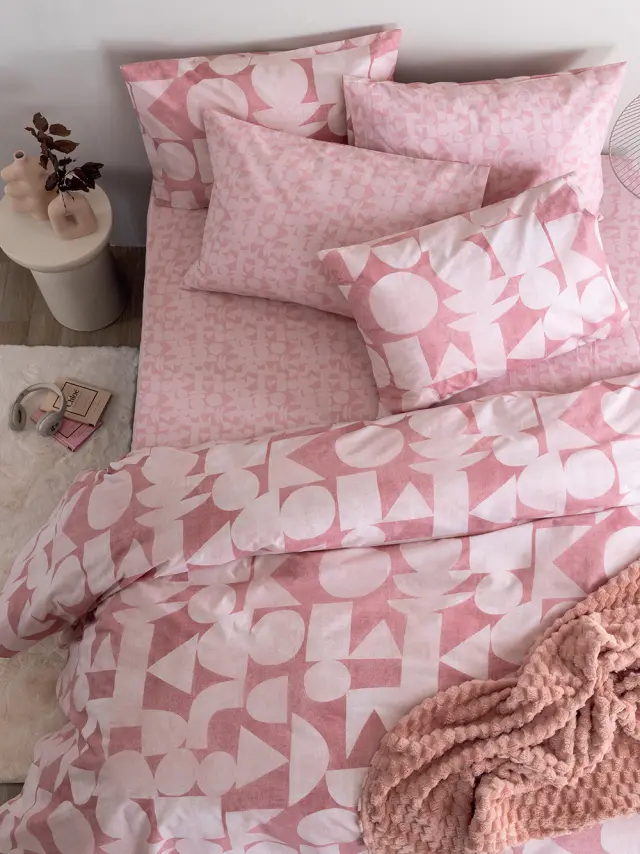 Σετ Παπλωματοθήκη 240x250 Υπέρδιπλη Fashion Life Palamaiki FL6289 Ροζ 100% βαμβακερό
