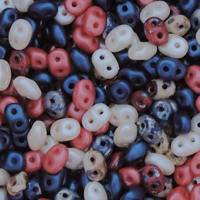 Χάντρα Superduo - Mix Old Glory - 2.5x5mm ~10gr