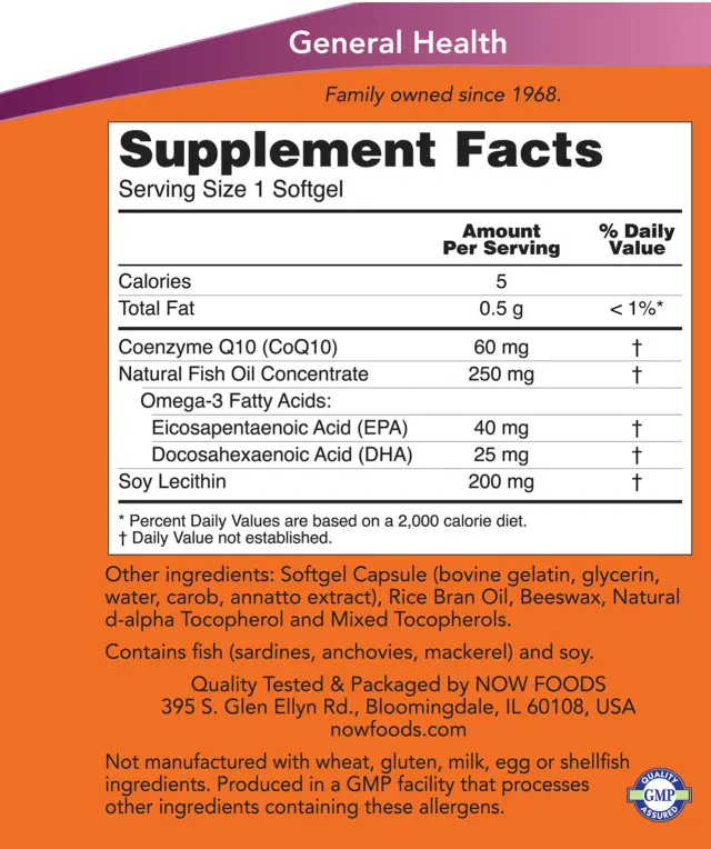 Now Foods CoQ10 60 mg with Omega 3 Fish Oil 2