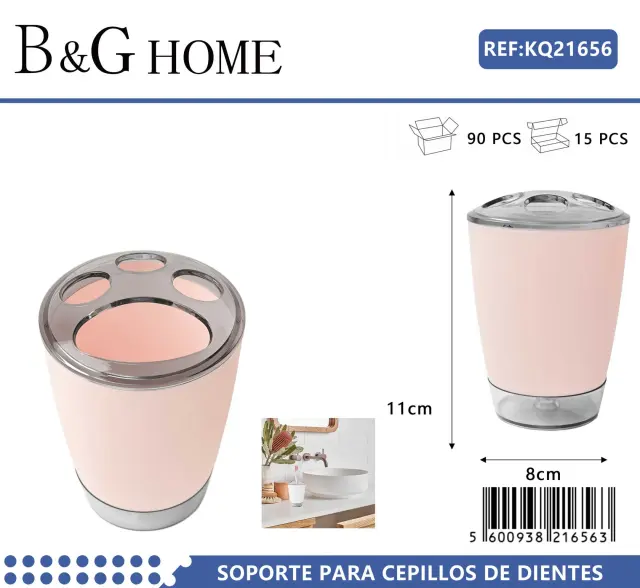 Θήκες οδοντόβουρτσας πλαστικές σε σετ 5Χ - Light Pink - 21656 2