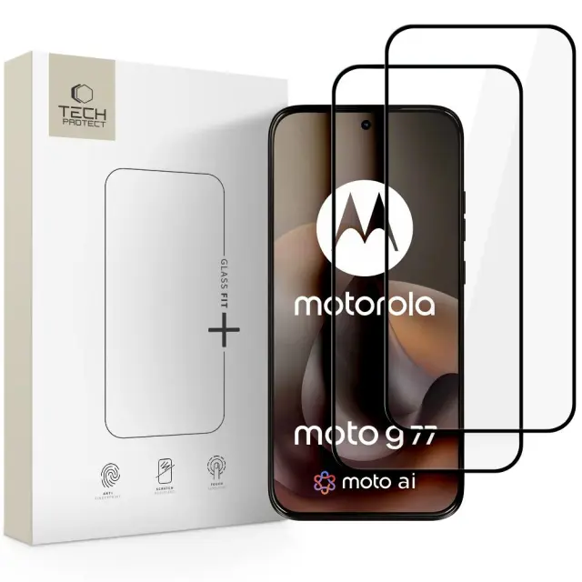 Tech-protect Glass Fit+ 2-pack Motorola Moto G67 / G77 / G87 Black