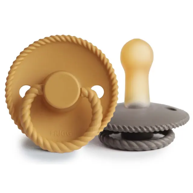 Σετ 2 Πιπίλες Latex FRIGG Rope Honey Gold/Portobello 6-18 Μηνών Baby Oliver