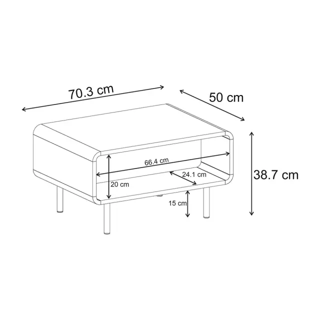 Τραπεζάκι σαλονιού Draen Megapap χρώμα sepet oak 70,3x50x38,7εκ. 2