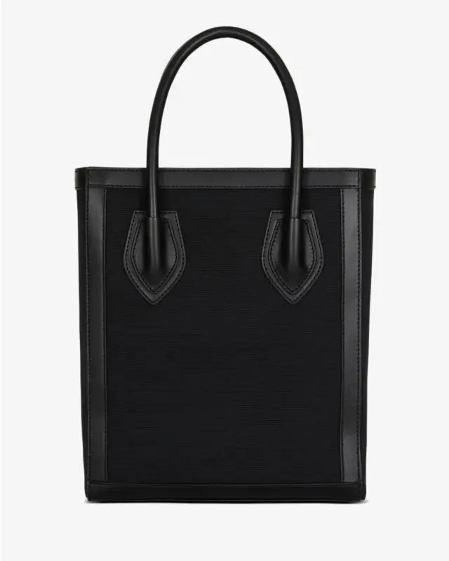 Balmain FN6FB661TCOU-EAB Γυναικεία Canvas Tote Τσάντα Μαύρη με Δερμάτινες Λεπτομέρειες - One Size 3