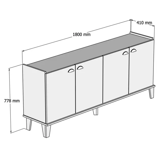 ΜΠΟΥΦΕΣ ΜΕΛΑΜΙΝΗΣ FB99045.01 NATURAL WOOD - ΜΑΥΡΟ ΜΑΡΜΑΡΟ 180x41x77,8Y εκ. 2