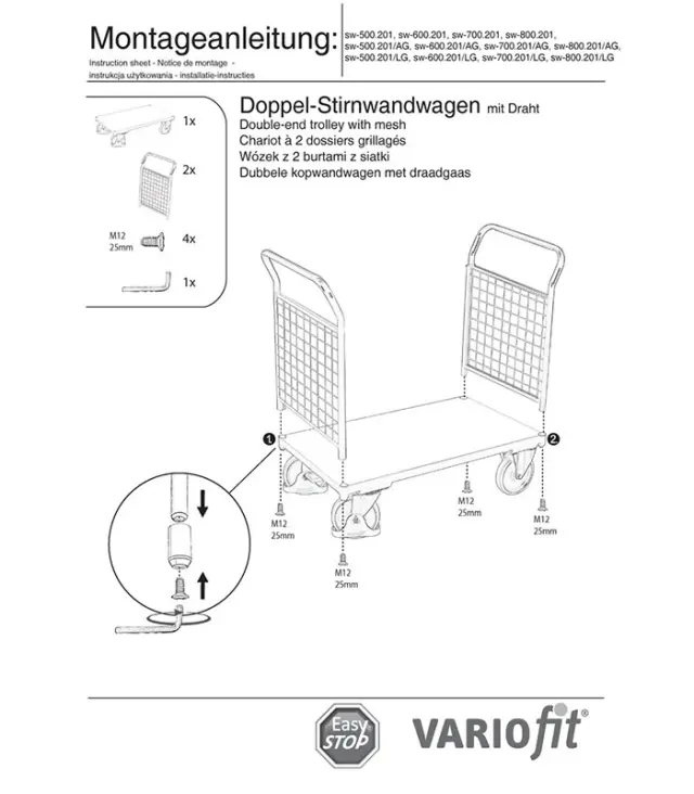Variofit sw-700.201 Τρόλεϊ Μεταφοράς 2 Πλευρών για Φορτίο Βάρους ως 500kg 2