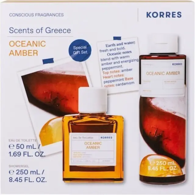 Korres Promo Oceanic Amber Eau De Toilette Ανδρικό Άρωμα 50ml & Oceanic Amber Scented Shower Gel Αφρόλουτρο 250ml