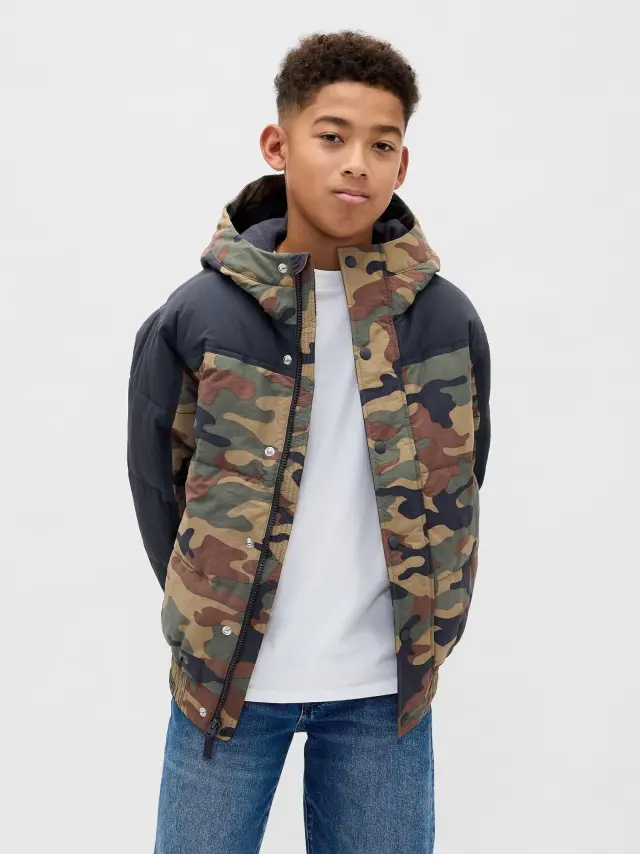 Παιδικό Φουσκωτό Μπουφάν Woodland camo - XS