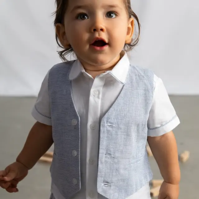 Baby 6 μηνών έως 4 ετών Γιλέκο μπλε καρό - 12M